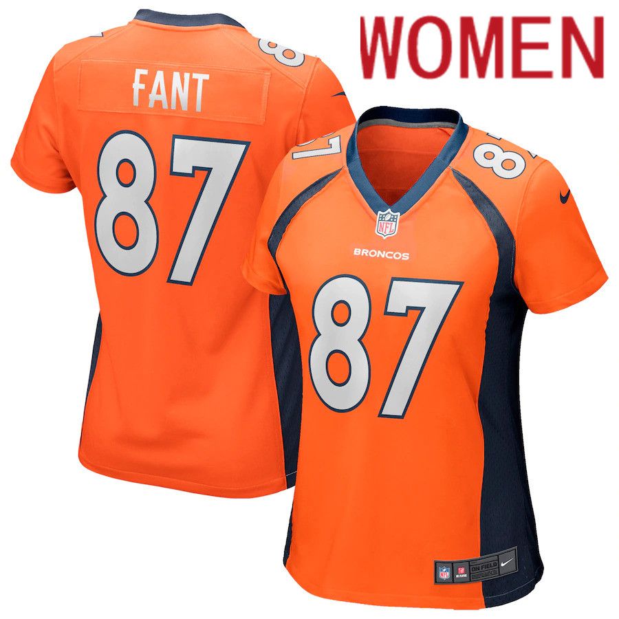Women Denver Broncos 87 Noah Fant Orange Nike Game NFL Jersey
